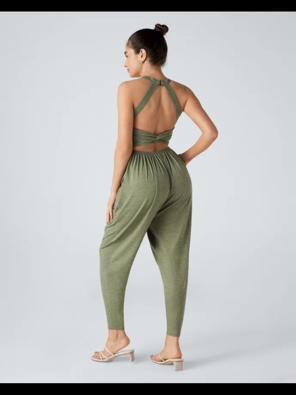 NWT Size Small HALARA Olive Green Racerback Harem Jumpsuit - Picture 3 of 8